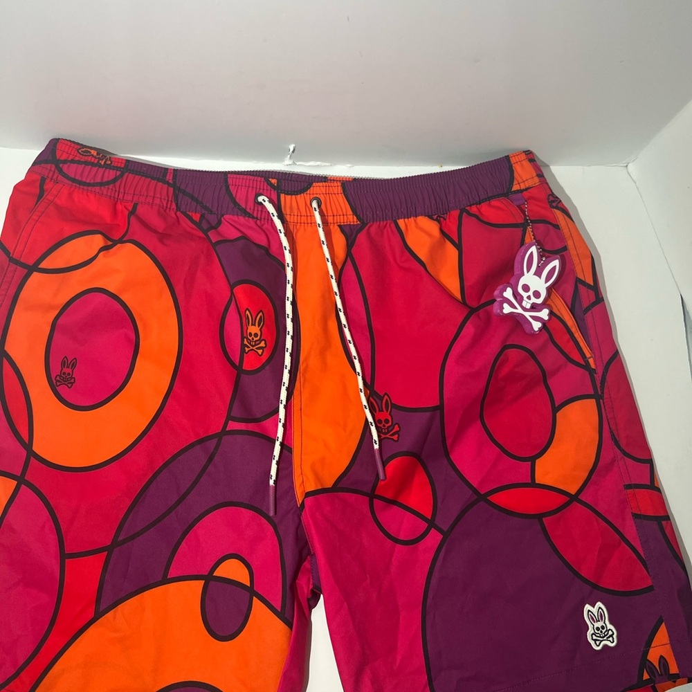 Psycho Bunny Men’s Pink, Orange & Purple Athletic Shorts